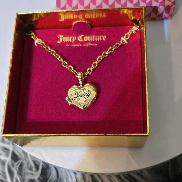 Juicy Couture Gold-Tone Heart Locket Necklace New 9" Chain - Picture 5 of 8